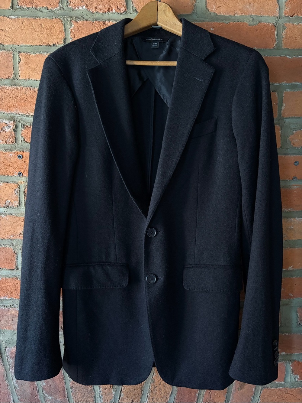 Banana Republic Slim Fit Black Italian Wool Sport Coat Blazer 34R